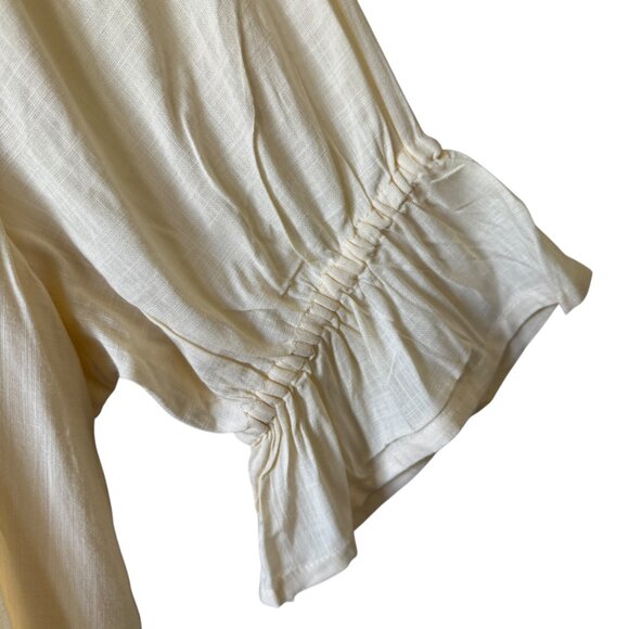 Max Dress Sm/Md Ivory Floral Embroidery Ruffled Short Sleeves Pockets Tiered - Picture 8 of 15